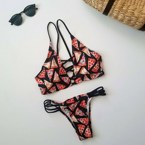Other - NWOT! Strappy Pizza Print Bikini